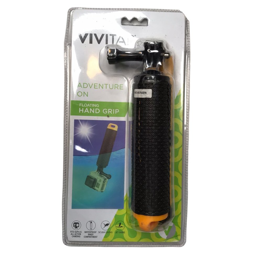 VIVITAR New NWT New in Package Floating Hand Grip for GoPro Camera Black Orange